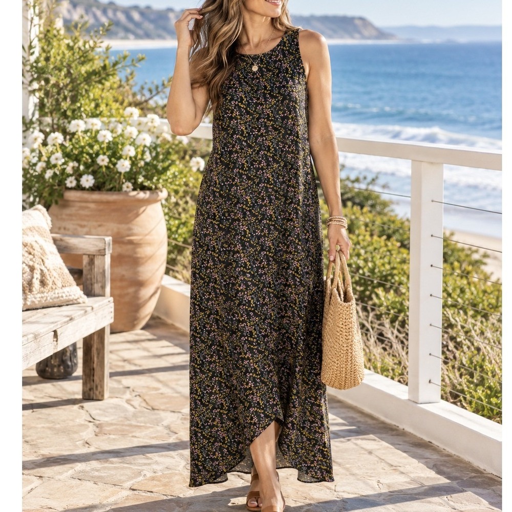 Toad Co Womens Sunkissed Floral Maxi Dress Sleeveless Outdoor Eco Friendly Large